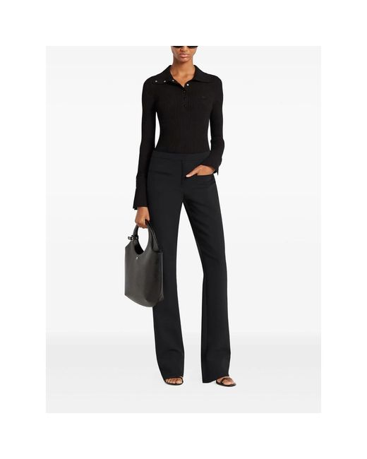 Courreges Black Ribbed Polo Top