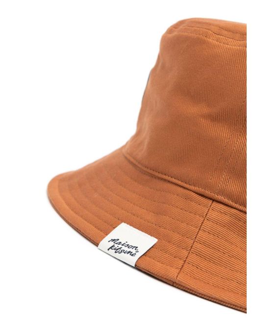 Maison Kitsuné Brown Fox-Motif Cotton Bucket Hat