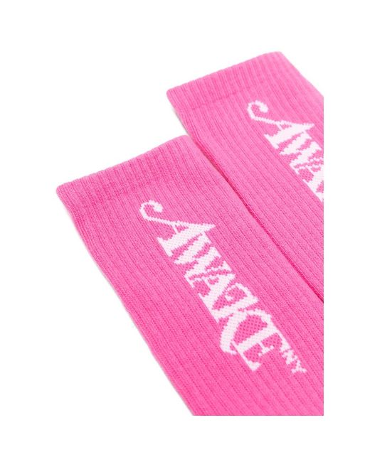 Awake Couture Pink Ribbed Logo Socks for men