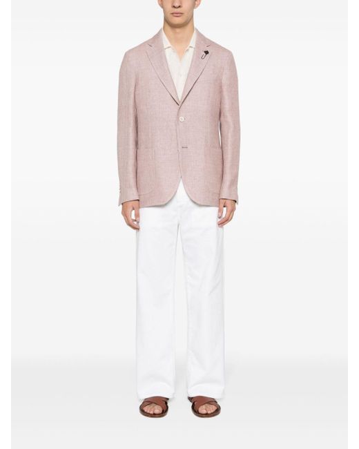Lardini Pink Intertwined Linen-Blend Blazer for men
