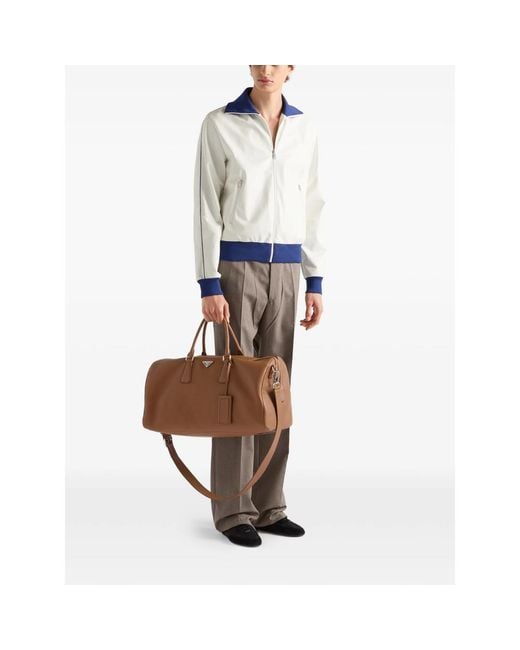 Prada Brown Leather Duffel Bag for men