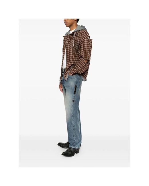 HTC Blue Stud-Embellishment Jeans for men