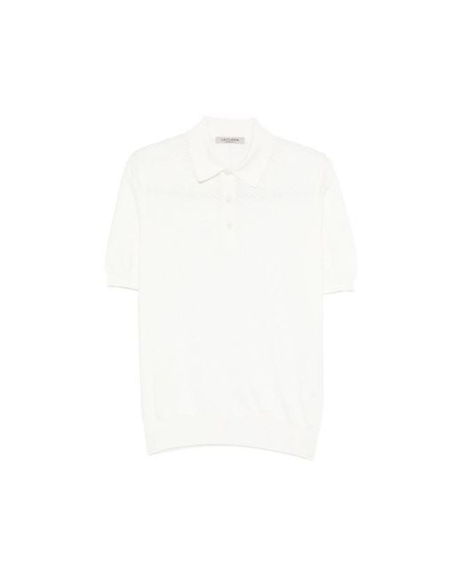 Fileria White Textured Polo Shirt for men