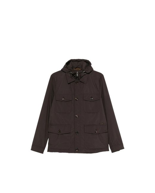 Moorer Black Button Hooded Jacket for men