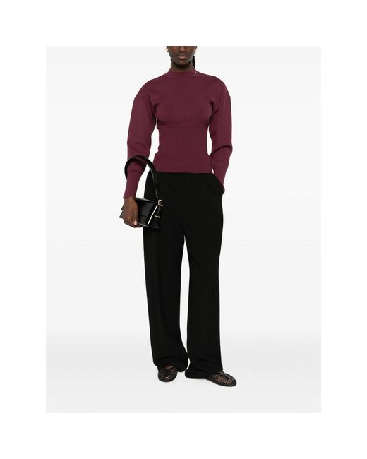 Anine Bing Purple Panelled Mock-Neck Sweater