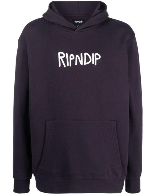 RIPNDIP Blue Logo-Print Cotton Hoodie for men