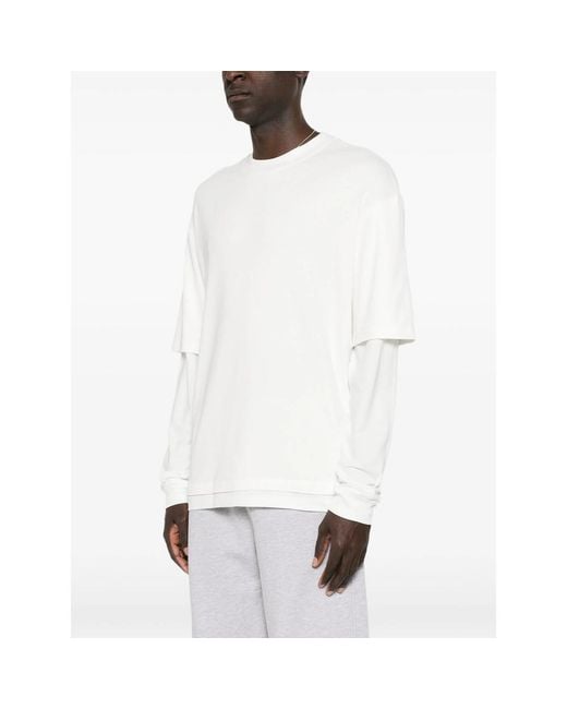 Woc White Layered-Sleeve Crew-Neck T-Shirt for men