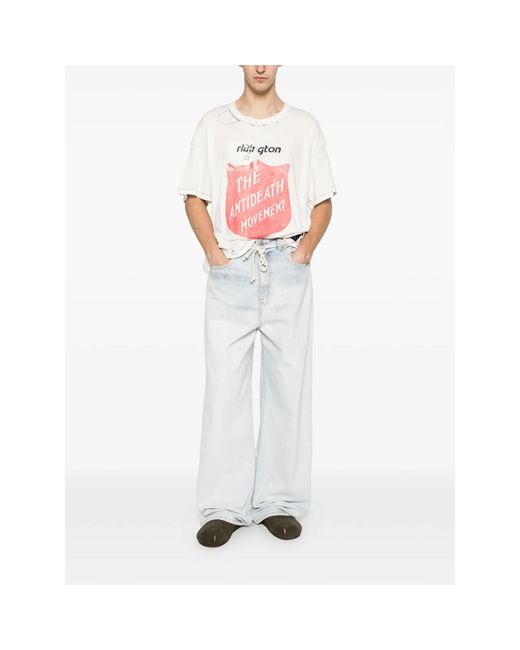 RIVINGTON roi Rebis Pink Graphic-Print Distressed T-Shirt for men