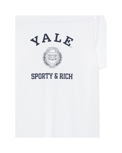 Sporty & Rich White Crew Neck T-Shirt With Printed Design