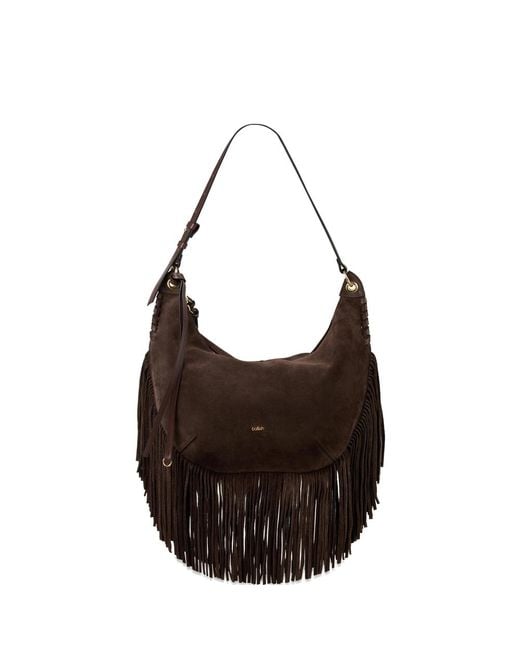Ba&sh Brown Fringes Suede Tote Bag