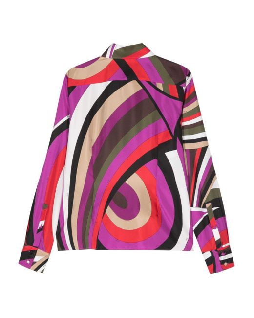 Emilio Pucci Pink Iride-Print Silk Shirt
