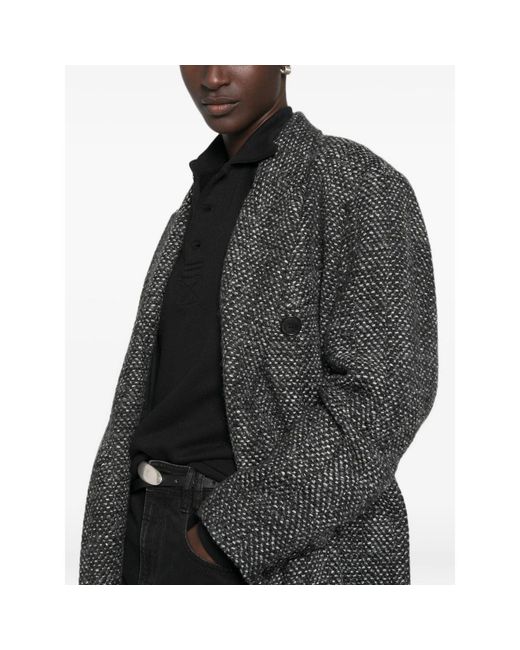 Isabel Marant Black Double-Breasted Long-Sleeve Coat