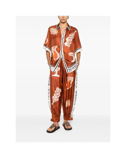 ALÉMAIS Orange Soleil D'Amour Print Trousers