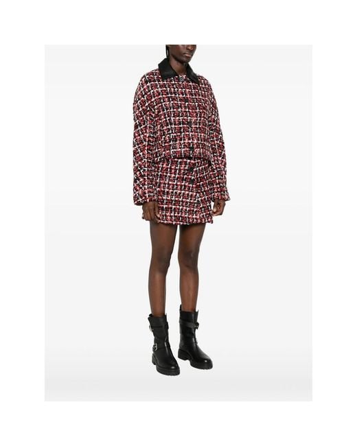 IRO Red Nuffy Tweed Leather-Collar Jacket