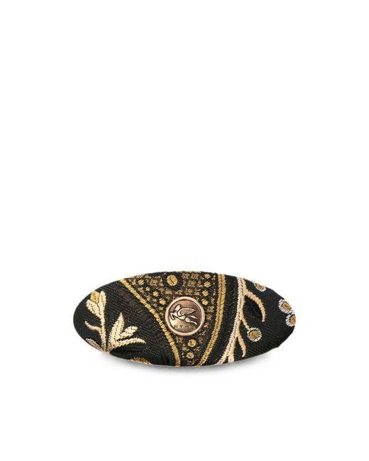 Etro Black Pegasus Jacquard-Woven Hair Clip