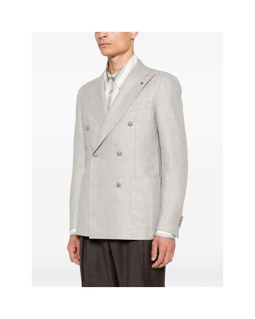 Tagliatore Gray Double-Breasted Buttoned Blazer for men