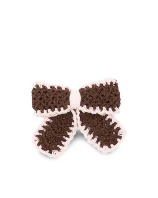 Stine Goya Brown Crochet-Knit Bow Hair Clip