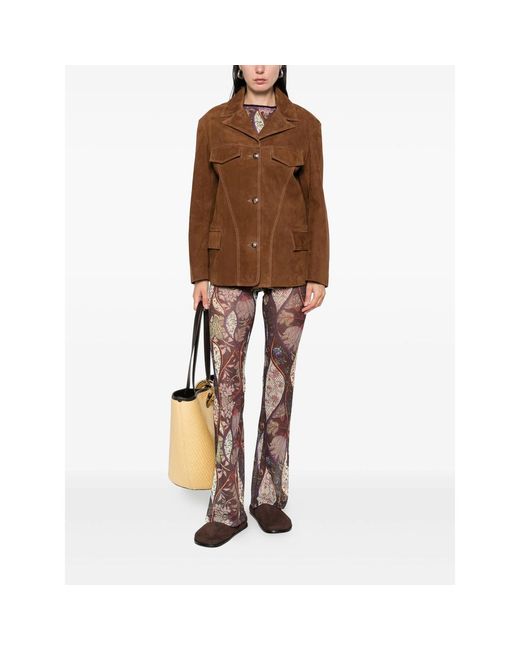 Siedres Brown Button-Up Flap-Pockets Jacket