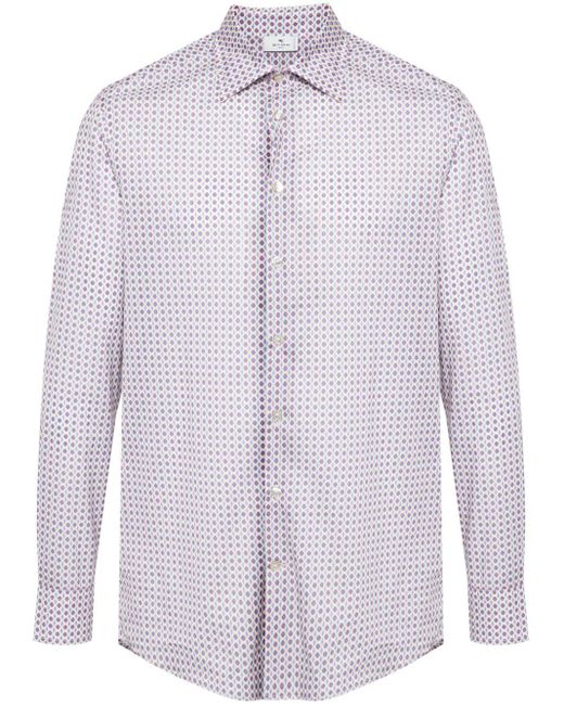 Etro Purple Geometric-Print Cotton Shirt for men
