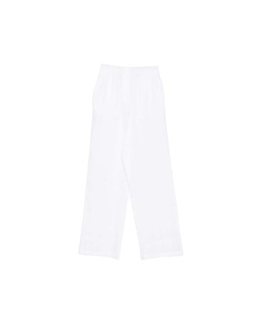 Riviera White Elasticated-Waistband Trousers