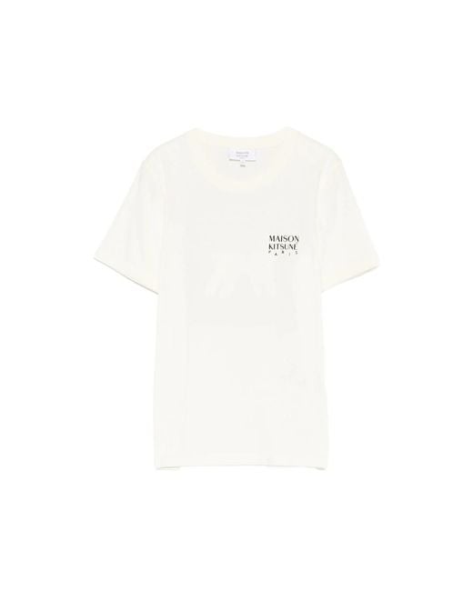 Maison Kitsuné White T-Shirt Neutral Print