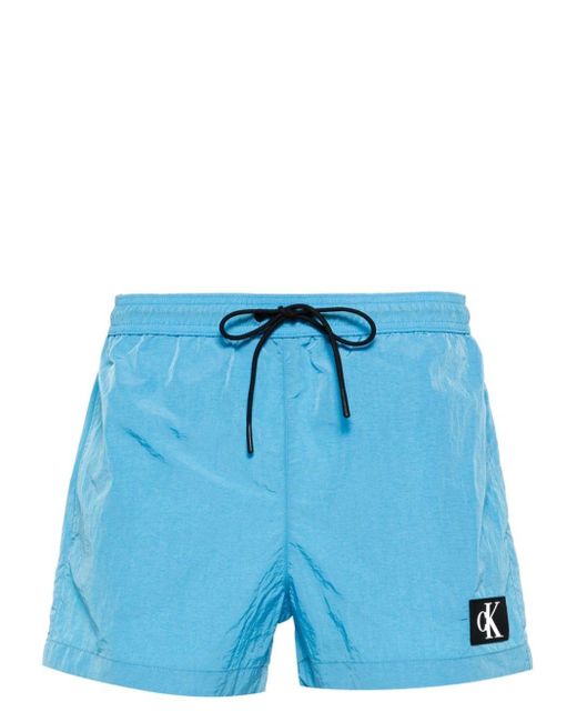 Calvin Klein Blue Logo-patch Swimming Shorts for men