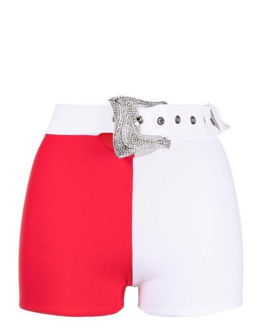 POSTER GIRL Red Patricia Buckle-Detail Swim Shorts