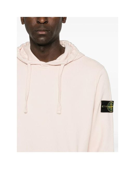 Stone Island Pink Compass-Patch Drawstring Hoodie for men