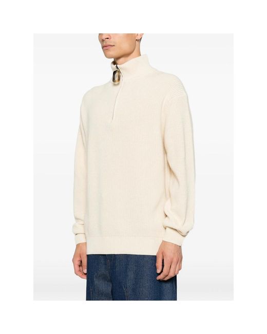 J.W. Anderson Natural Half-Zip Ribbed-Knit Sweater for men
