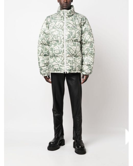 Vetements Green Money-print Puffer Jacket for men