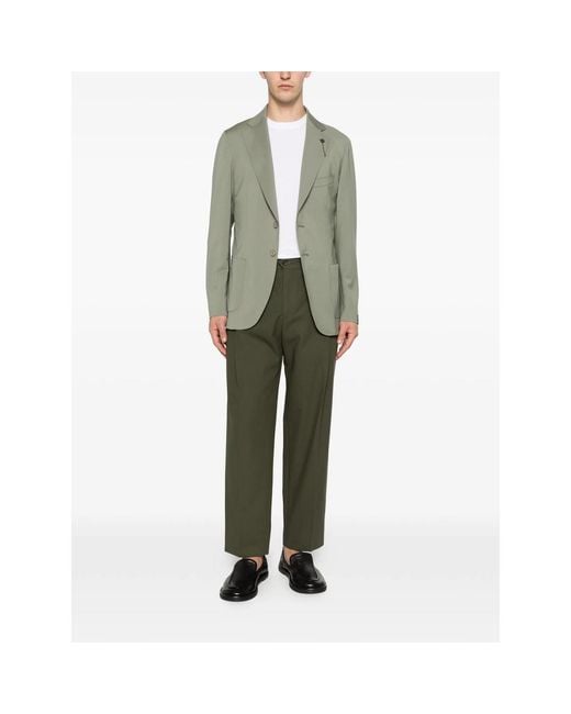 BRIGLIA Green Manhattans Pleated Trousers for men
