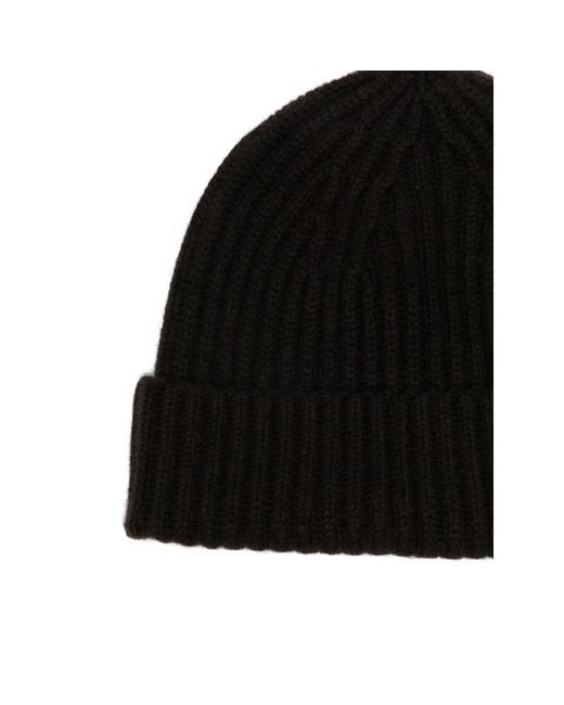 Lisa Yang Black Martigny Ribbed-Knit Beanie Hat