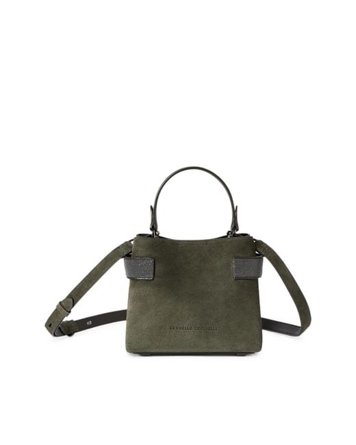 Brunello Cucinelli Green Essence Small Top-Handle Bag