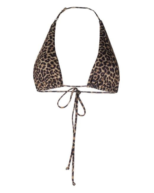 MATINEÉ Black Leopard-Print Halterneck Bikini Top
