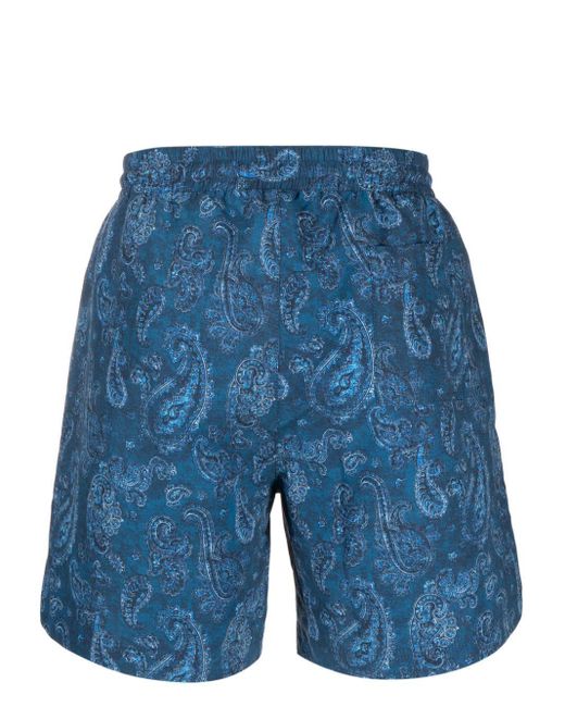 Brunello Cucinelli Blue Paisley-print Swim Shorts for men