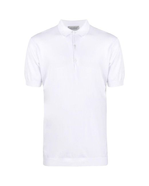 John Smedley White Adrian Polo Shirts for men