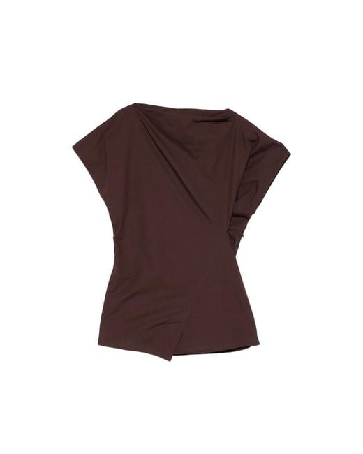 Soeur Brown Fedora Draped Top
