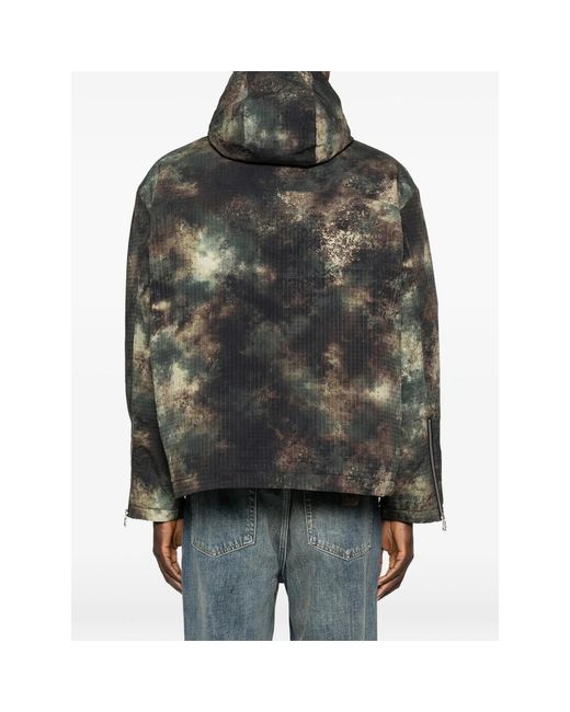 Cole Buxton Brown Camouflage-Pattern Hooded Jacket for men