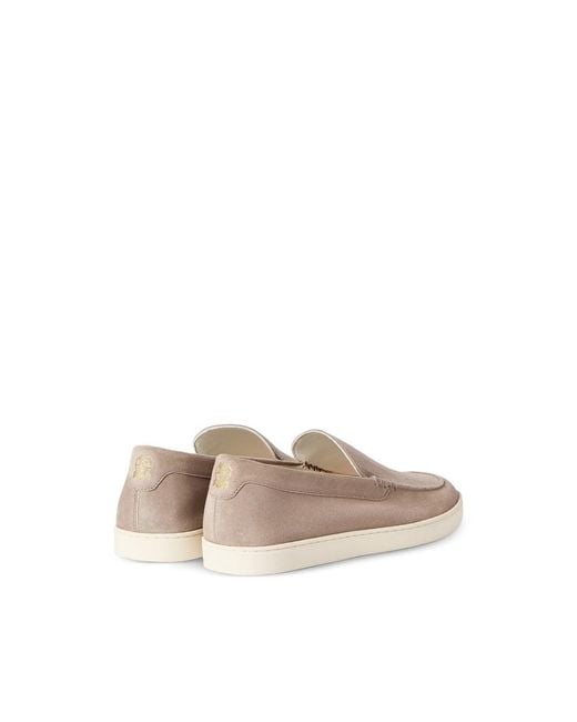 Brunello Cucinelli Natural Chevron-Effect Suede Loafer Sneakers for men