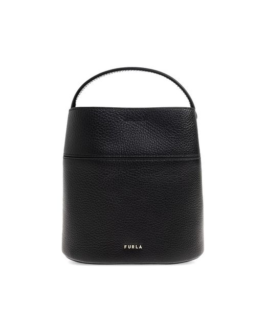 Furla Black Amelia Top-Handle Leather Mini Bag
