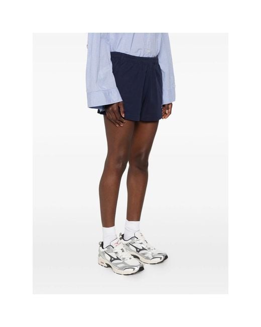 Sporty & Rich Blue Mini Shorts Cotton
