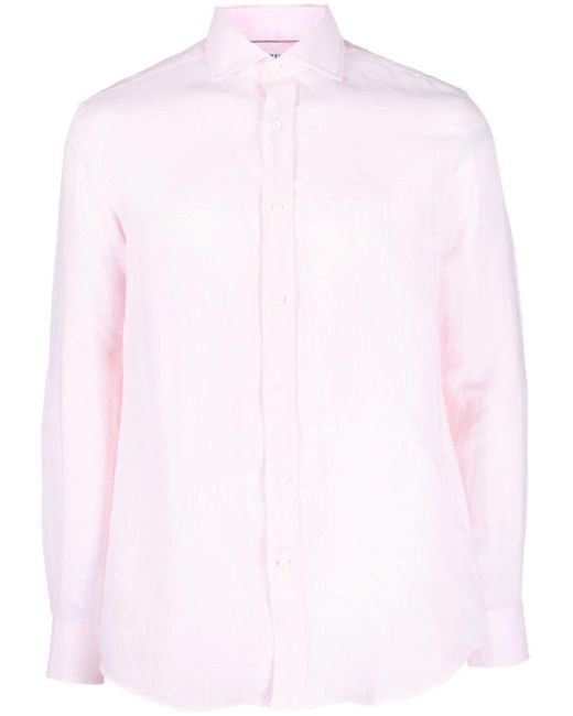 Brunello Cucinelli Pink Buttoned-up Linen Shirt for men