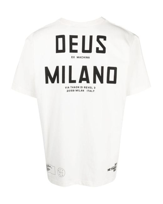 Deus Ex Machina White Graphic-Print Cotton Blend T-Shirt for men