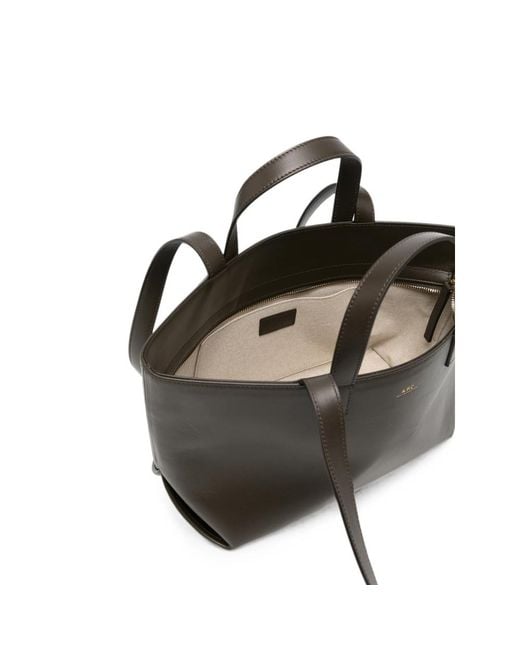 A.P.C. Black A. P.C. Small Drummer Logo-Print Tote Bag
