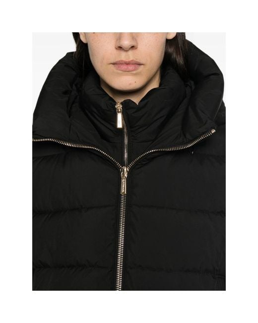 Moorer Black Klie Quilted Hooded Coat