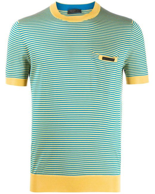 Prada Yellow Striped Knitted T-shirt for men