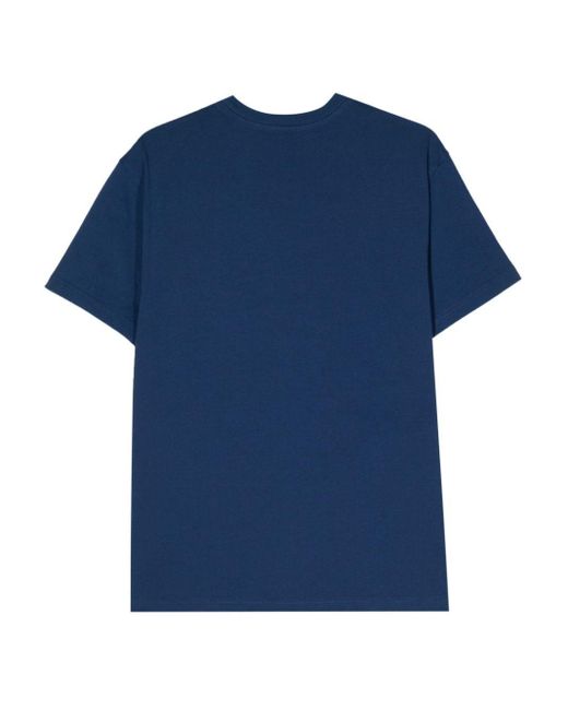 Maison Labiche Blue Popincourt Slogan-Embroidered T-Shirt for men