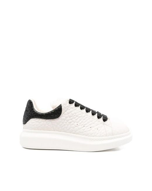 McQueen White Oversized Textured Leather Sneakers for men