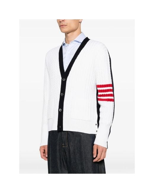 Thom Browne Black 4-Bar Cable-Knit Cardigan for men
