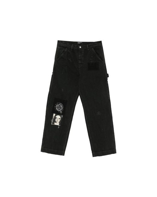 Enfants Riches Deprimes Black Patchwork Distressed Cotton Trousers for men